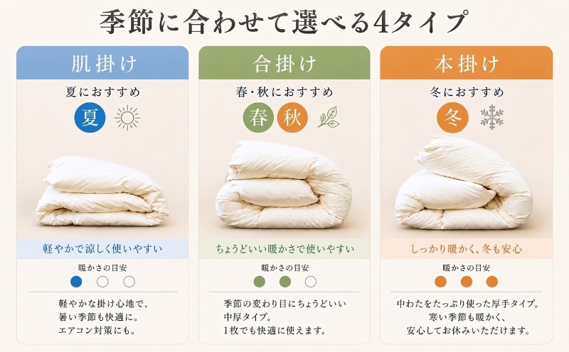 季節に合わせて選べる3タイプ