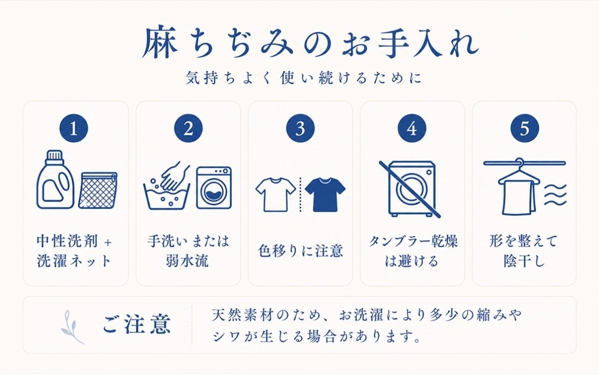 極涼麻ちぢみ掛けふとんカバー お手入れ方法