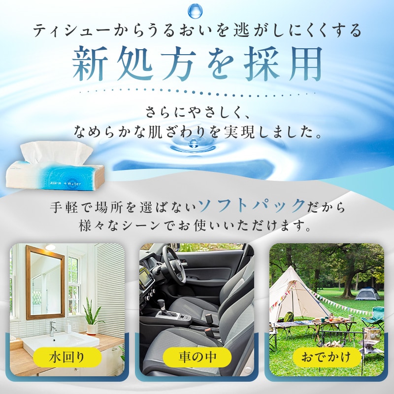 エリエール +Water（プラスウォーター） ソフトパックティッシュ
