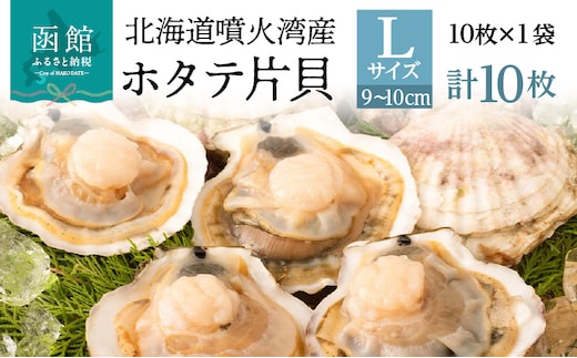 北海道噴火湾産ホタテ片貝 (Lサイズ／10枚×1袋)【計10枚】_HD117-040