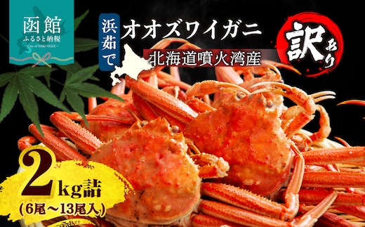 【訳あり】浜茹でオオズワイガニ 2kg 詰めセット 北海道噴火湾産_HD206-001