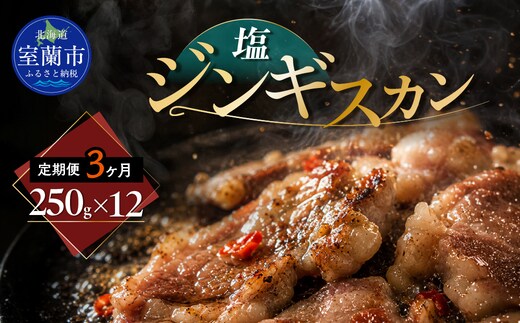 【3ヶ月定期便】塩ジンギスカン250g×12 MROA238