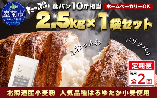 【毎月定期便】北海道産 はるゆたかブレンド小麦粉 シルバーライズ（パン用強力粉）2.5kg 全2回 MROBI025