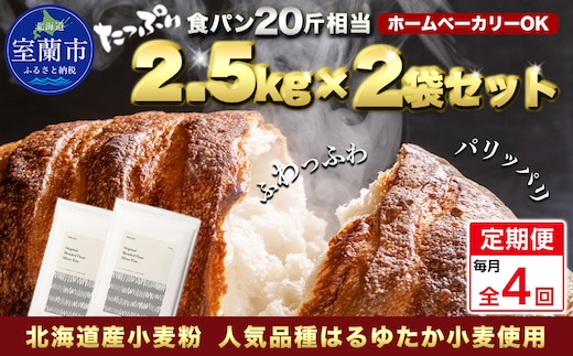 【毎月定期便】北海道産 はるゆたかブレンド小麦粉 シルバーライズ（パン用強力粉）5kg 全4回 MROBI028