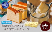 ≪2ヶ月定期便≫室蘭うずらのプリン4個＆かすていらキューブ4個 MROF010
