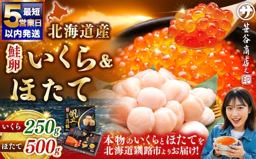 【5営業日以内発送】 笹谷商店 新物 北海道産 いくら醤油漬け250g&ほたて貝柱500g 