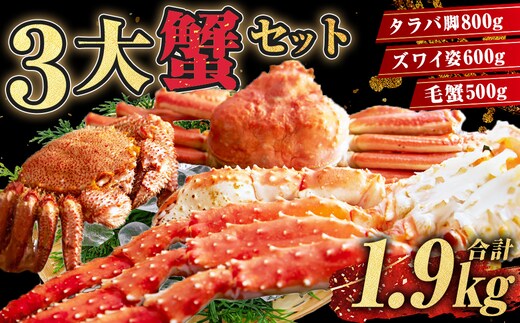 3大蟹セット【タラバ脚800g毛蟹500gズワイ姿600g】 ふるさと納税 かに 蟹 北海道 魚介 F4F-3298