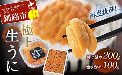 【食べ比べセット】生うに折200g&塩水うに100g ふるさと納税 うに F4F-3213