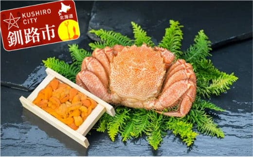 【蟹とウニの豪華コラボ！】ボイル毛ガニ500g×1尾&生うに折100g ふるさと納税 うに かに F4F-5334