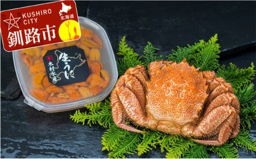 【蟹とウニの豪華競演！】ボイル毛ガニ400g×1尾&塩水うに100g ふるさと納税 うに かに F4F-5335