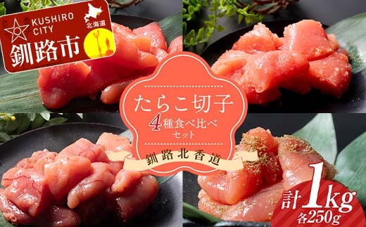 減塩 特選手作りたらこ4種食べ比べセット 各250gパック 計1kg 減塩 塩分控えめ ふるさと納税 たらこ タラコ F4F-8143