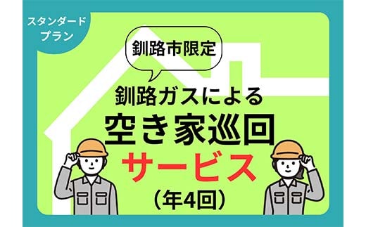 空き家見守りスタンダードプラン（屋外・屋内4回）釧路市限定 釧路ガス社員が現地確認＆写真報告 空き家 巡回 見守り 北海道 防犯 ふるさと 調査 報告 セキュリティ 点検 安心 安全 F5F-0127