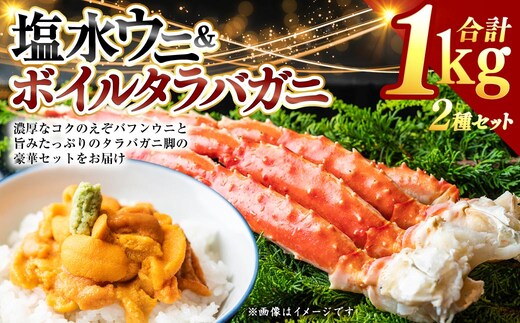 塩水ウニ（生えぞバフンうに）100g×2とボイルタラバカニ脚800g ふるさと納税 うに かに F4F-0701