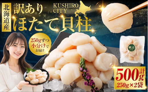【訳あり】北海道産 ほたて貝柱 250g×2袋 500g ふるさと納税 帆立 F4F-8903
