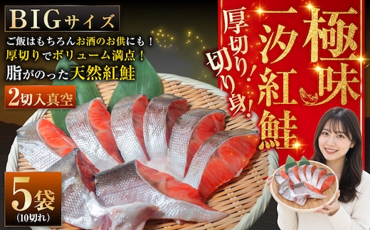 【極味】BIgサイズ一汐紅鮭切り身（厚切り）2切入真空×5袋 ふるさと納税 サケ 鮭 F4F-7957