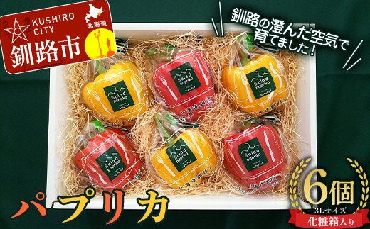 パプリカ 3Lまたは2Lサイズ×6個 野菜 サラダ 北海道野菜 生野菜 旬 冷蔵 北海道 ピーマン 甘い 送料無料 贈答 ギフト【2026年10月下旬迄発送】