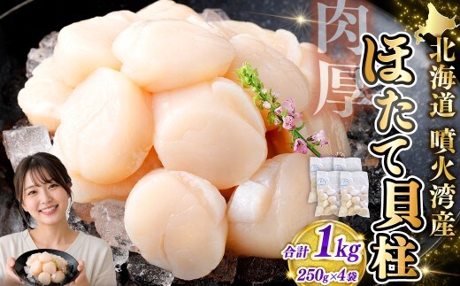 【 14営業日以内発送 】 北海道産 ホタテ 貝柱 1kg （ 250g × 4パック ） 魚介類 海鮮 海産物 生食用 肉厚 お刺身 海鮮丼 バター醤油焼き フライ 国産 鮮度抜群 おつまみ おかず 晩酌 酒の肴 冷凍