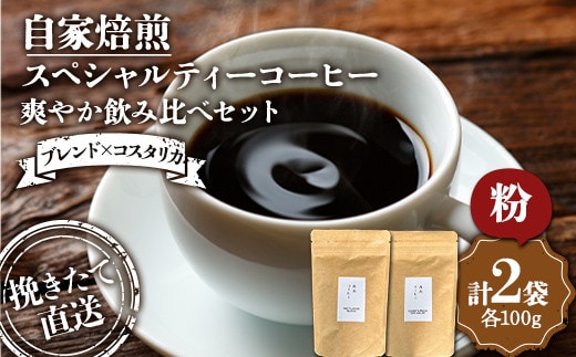 (粉)選べる豆or粉 爽やか飲み比べセット【ブレンド×コスタリカ】ウェットランドブレンド100g コスタリカ100g 飲み比べセット セット コーヒー 珈琲 挽きたて 焙煎