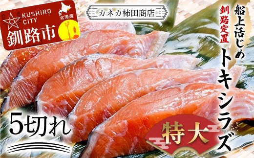 北海道産 特大 トキシラズ 5切れ 真空パック 小分け 肉厚 船上活じめ 釧路定置 鮭 サケ 魚 海鮮 トキシラズ 時鮭 鮭切身 シャケ 冷凍 おかず