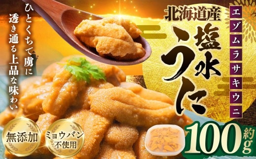 【 特選 】 塩水ウニ 100g ( 北海道産 エゾムラサキウニ ) うに ウニ 雲丹 海鮮 魚介 ウニ丼 うに丼 ミョウバン不使用 海産物 国産 【 2026年6月上旬~9月下旬発送予定 】