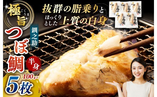 【 14営業日以内に発送 】 釧之助 極旨つぼだい半身 100g × 5パック 計500g タイ たい 鯛 つぼ鯛 魚 魚類 魚介 魚介類 海鮮 干物 一夜干し おつまみ 晩酌 おかず 冷凍