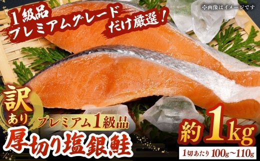 【 訳あり 】 プレミアム1級品 厚切り塩銀鮭 切り身 1kg 鮭 銀鮭 塩鮭 しゃけ シャケ さけ サケ 魚 切身 訳アリ 厚切 冷凍 バラ冷凍 おかず