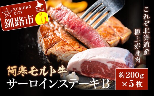 【これぞ北海道産 極上赤身肉】阿寒モルト牛サーロインステーキB 約200g×5枚 1kg 1000g ステーキ ふるさと納税 肉