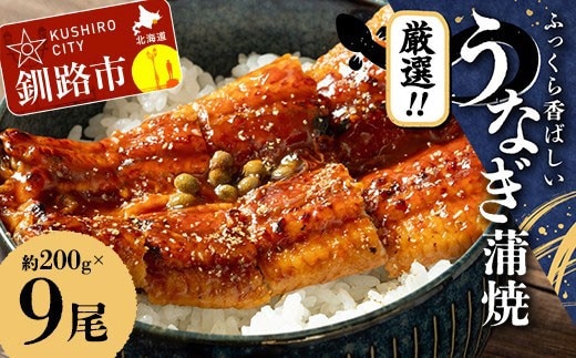 うなぎ蒲焼 200g×9尾セット 職人 手焼き 真空 冷凍 北海道 ウナギ 鰻 かばやき