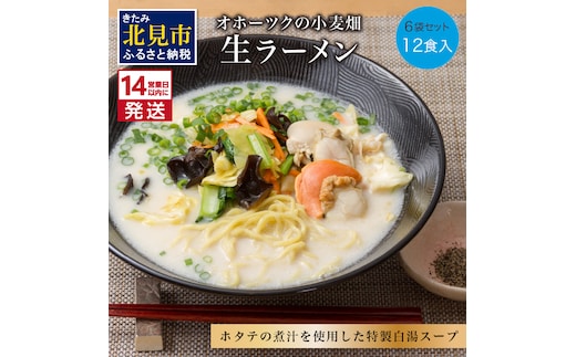 《14営業日以内に発送》津村製麺所 オホーツクの小麦畑 生ラーメン 12食入 ほたて白湯味 ( ラーメン 帆立 ほたて 12食 セット 詰合せ )【003-0016】