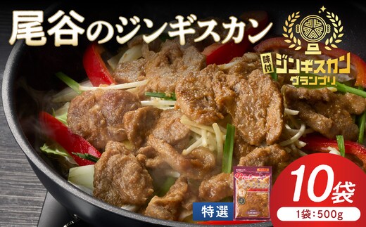 【特選ラムの旨味が凝縮】尾谷のジンギスカン 特選味付ラム 500g×10袋 ( 北海道 肉 羊肉 ラム肉 じん ジンギスカン )【045-0030】