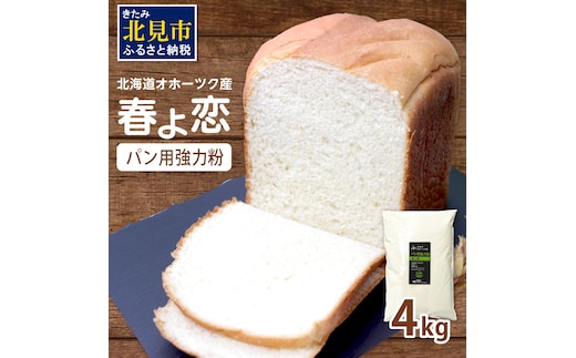 【北海道オホーツク産】パン用強力粉 春よ恋 4kg ※賞味期限30日保証 ( パン用強力粉 北海道産 小麦粉 パン 製パン )【056-0001】