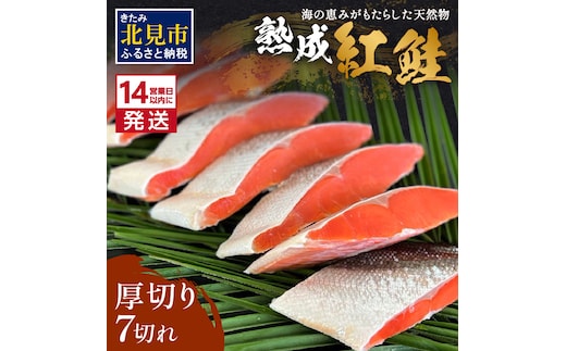 《14営業日以内に発送》熟成紅鮭半身 7切 ( ふるさと納税 鮭 魚介類 魚 切り身 切身 焼鮭 甘塩鮭 サーモン )【093-0003】