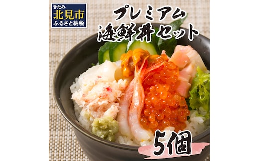 厳選！プレミアム海鮮丼セット 5個入 ( 海鮮丼 海鮮 イクラ ホタテ カニ ズワイガニ エビ 北海道 セット プレミアム 豪華 おつまみ 海の幸 )【094-0059】