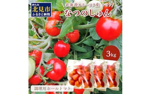 北海道オホーツク産 トマト『なつのしゅん』3kg 調理用ホールトマト ( 野菜 トマト 調理用 )【100-0004】