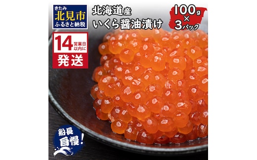 《14営業日以内に発送》北海道産 いくら醤油漬け 100g×3パック ( いくら イクラ 醤油漬け しょう油 鮭卵 )【114-0066】