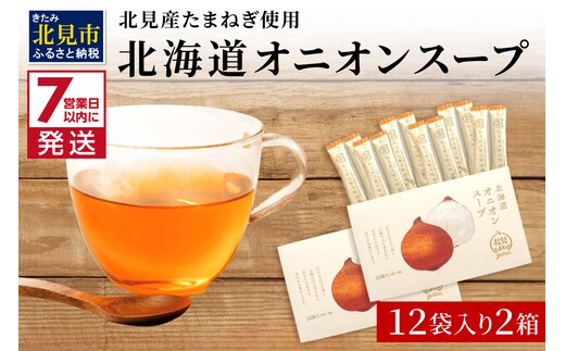 《7営業日以内に発送》大地の恵み北海道オニオンスープ 12袋×2箱 ( スープ オニオンスープ 玉葱 タマネギ たまねぎ 即席 ふるさと納税 )【125-0085】