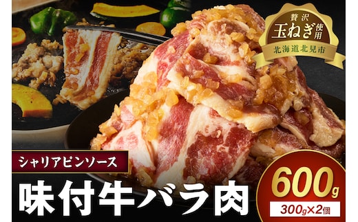 【予約：2025年12月から順次発送】北見市産玉ねぎ使用 味付け牛肉 シャリアピンソース 300g×2個 ( 肉 牛肉 たまねぎ タマネギ 焼肉 )【224-0014】