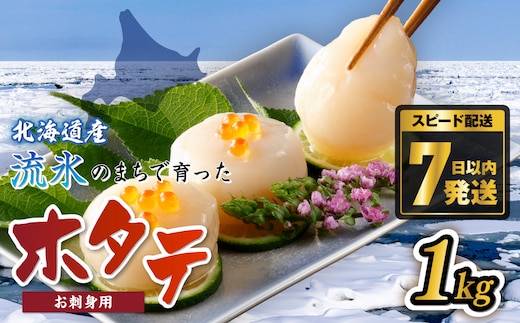 ＜網走前浜産＞無添加ホタテ貝柱【1kg (500gパック×2) 】 ABAI011
