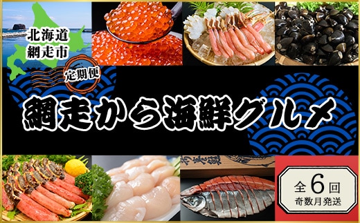 【定期便】<奇数月に発送>網走から海鮮グルメ ほたて、いくら、ズワイガニ等 全6回 ABAO076