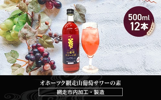 オホーツク網走山葡萄サワーの素 500ml×12本入り（網走市加工・製造） ABH051