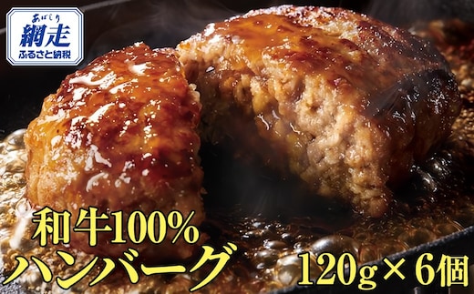 ＜網走産＞【オホーツクあばしり和牛】ハンバーグ・総重量 720g(120g×6個） ABW001