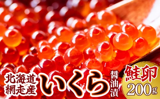 ＜網走産＞いくら醤油漬(鮭卵)200g（200g×1） ABW012