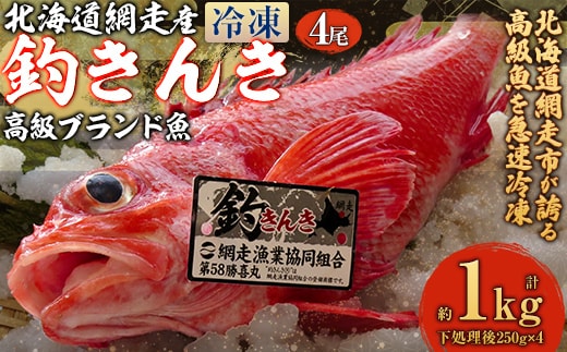【先行予約】【網走産】高級ブランド釣きんき 4尾【冷凍】（2025年5月15日より順次発送） ABJ014