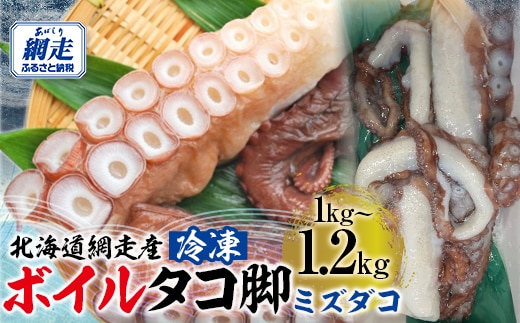 【先行予約】【無添加・訳あり】活締め網走産冷凍ボイルタコ脚（ミズダコ）1〜1.2kg（2026年4月以降発送予定）ABAE015