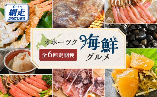 【定期便】オホーツク海鮮グルメ定期便 6回 ホタテ 貝柱 タラバガニ ズワイガニ ポーション 脚 いくら しじみ 鮭 切り身 北海道 網走 ※着日指定不可 ※離島への配送不可 ABAO068