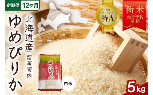 【12ヵ月定期便】【新米予約】令和8年産 ゆめぴりか 5kg 北海道 留萌管内産 R004-216