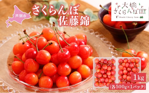 【 先行受付 】さくらんぼ 佐藤錦 1kg (500g×2パック) チェリー フルーツ 果物 旬のフルーツ 旬の果物 くだもの 北海道 芦別市