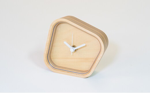 木製 置き時計 ブルー ウッドデザイン賞受賞 ペーパーウッド 時計 置時計 アナログ おしゃれ かわいい 雑貨 日用品 北海道 芦別市