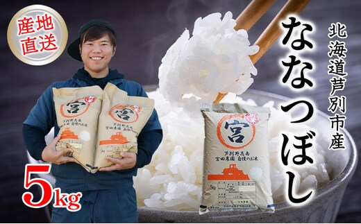 米 令和7年産 ななつぼし 5kg 宮田農園 北海道米 新米 白米 精米 お米 おこめ こめ ご飯 ごはん 単一原料米 ブランド米 産地直送 令和7年 北海道 芦別市