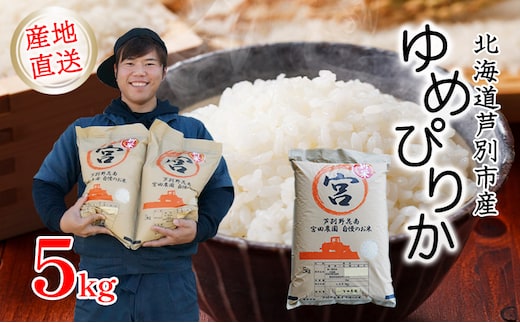 米 令和7年産 ゆめぴりか 5kg 宮田農園 北海道 新米 お米 5キロ ご飯 白米 精米 北海道米 産地直送 送料無料 芦別市 こめ おこめ コメ ごはん 2025年 2025 令和7年